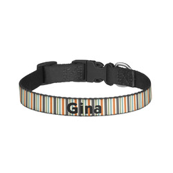 Orange & Blue Stripes Dog Collar - Large (Personalized)