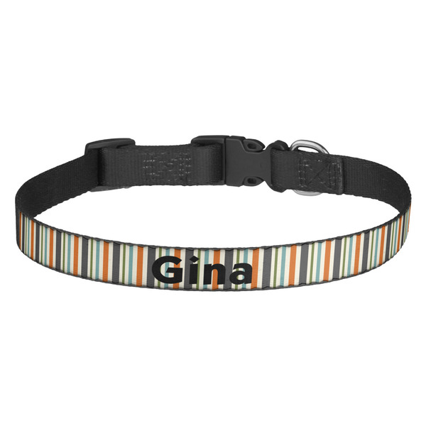 Custom Orange & Blue Stripes Dog Collar (Personalized)