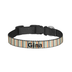 Orange & Blue Stripes Dog Collar - Small (Personalized)