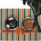 Orange & Blue Stripes Dog Food Mat - Large w/ Name and Initial