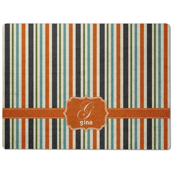 Orange & Blue Stripes Dog Food Mat - Medium without bowls
