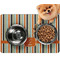 Orange & Blue Stripes Dog Food Mat - Small LIFESTYLE