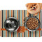 Orange & Blue Stripes Dog Food Mat - Small w/ Name and Initial