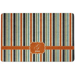 Orange & Blue Stripes Dog Food Mat w/ Name and Initial
