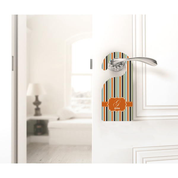 Orange & Blue Stripes Door Hanger - LIFESTYLE