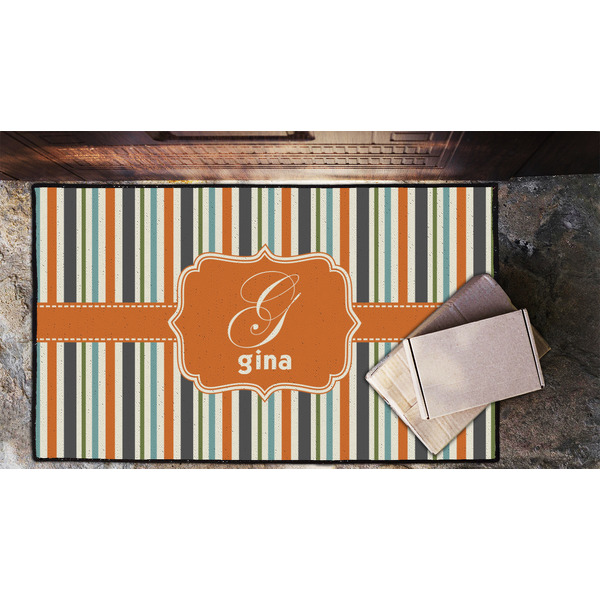 Orange & Blue Stripes Door Mat - LIFESTYLE (Lrg)