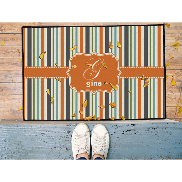 Orange & Blue Stripes Door Mat - LIFESTYLE (Med)