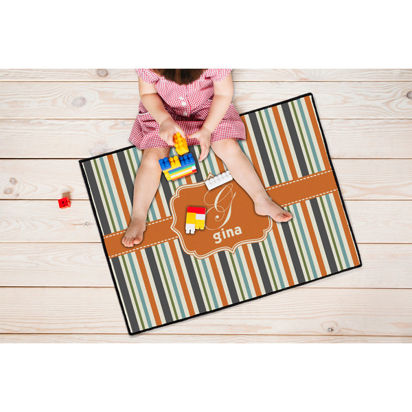 Orange & Blue Stripes Door Mats - LIFESTYLE kid