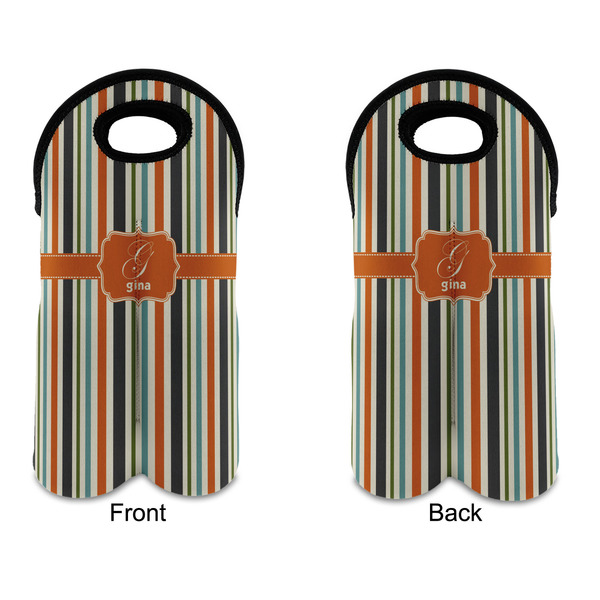 Orange & Blue Stripes Double Wine Tote - APPROVAL (new)