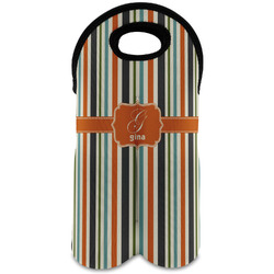 Orange & Blue Stripes Wine Tote Bag (2 Bottles) (Personalized)