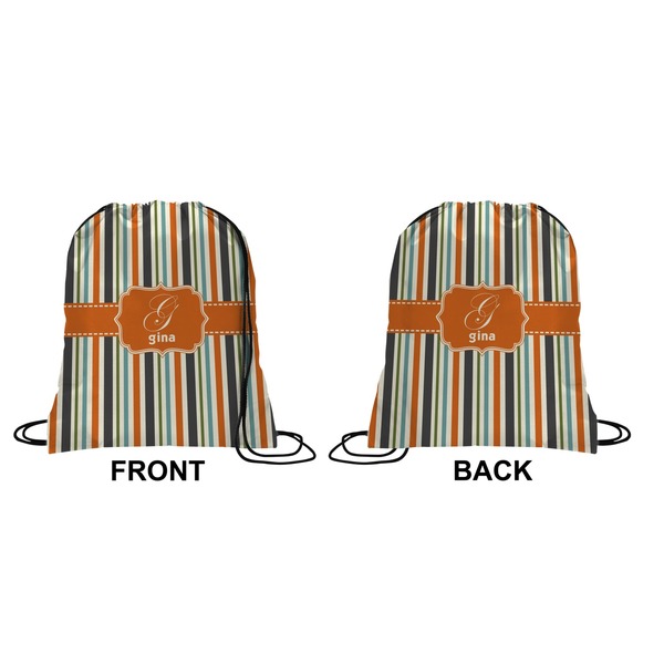 Orange & Blue Stripes Drawstring Backpack