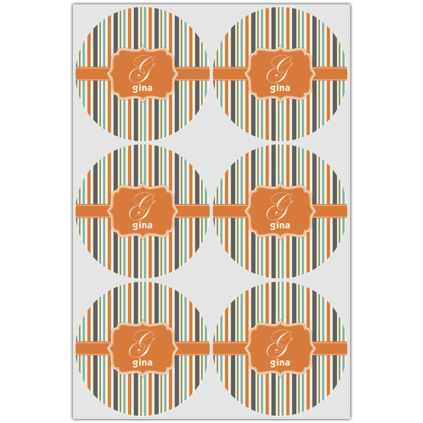 Orange & Blue Stripes Drink Topper - Large - Set of 6