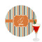 Orange & Blue Stripes Printed Drink Topper -  2.5" (Personalized)