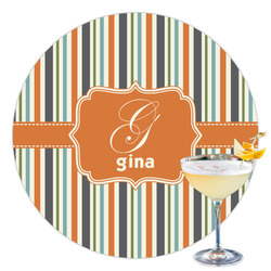 Orange & Blue Stripes Printed Drink Topper - 3.5" (Personalized)