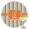 Orange & Blue Stripes Printed Drink Topper - 3.5" (Personalized)