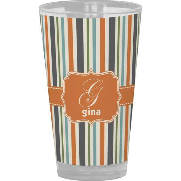 Custom Orange & Blue Stripes Pint Glass - Full Color (Personalized)