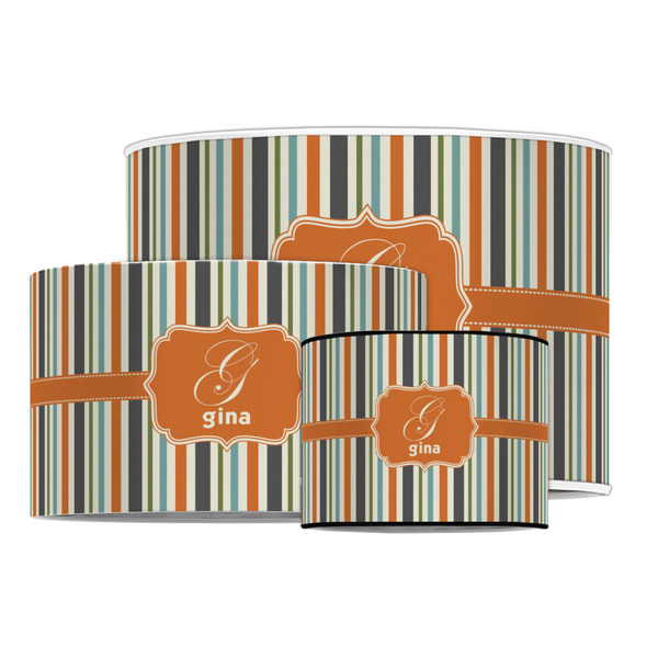 Orange & Blue Stripes Drum Lampshades - MAIN
