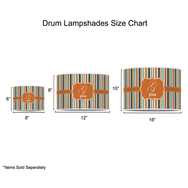Orange & Blue Stripes Drum Lampshades - Sizing Chart