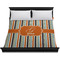 Orange & Blue Stripes Duvet Cover - King - On Bed - No Prop