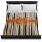 Orange & Blue Stripes Duvet Cover - Queen - On Bed - No Prop