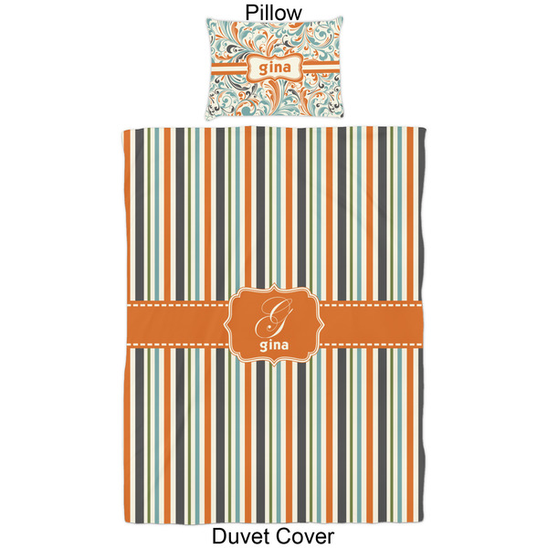 Orange & Blue Stripes Duvet Cover Set - Twin - Approval