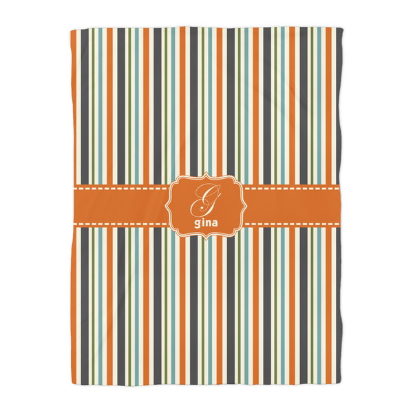 Orange & Blue Stripes Duvet Cover - Twin - Front