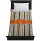 Orange & Blue Stripes Duvet Cover - Twin - On Bed - No Prop
