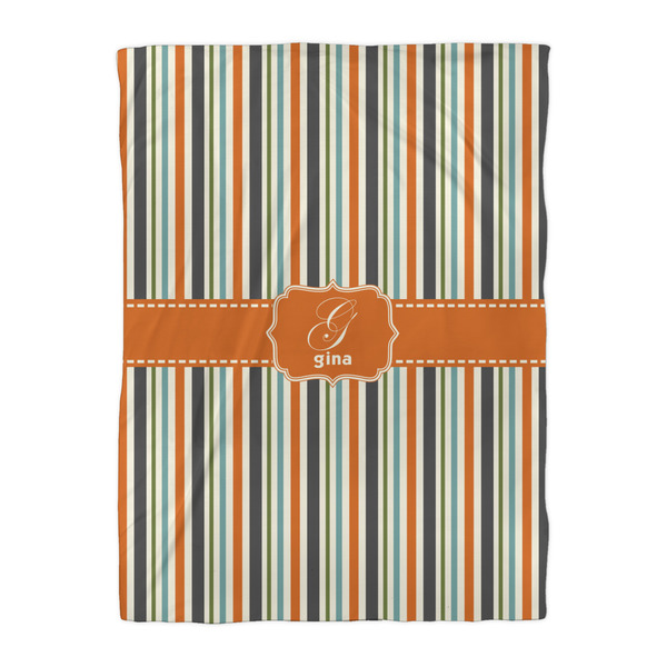 Orange & Blue Stripes Duvet Cover - Twin XL - Front