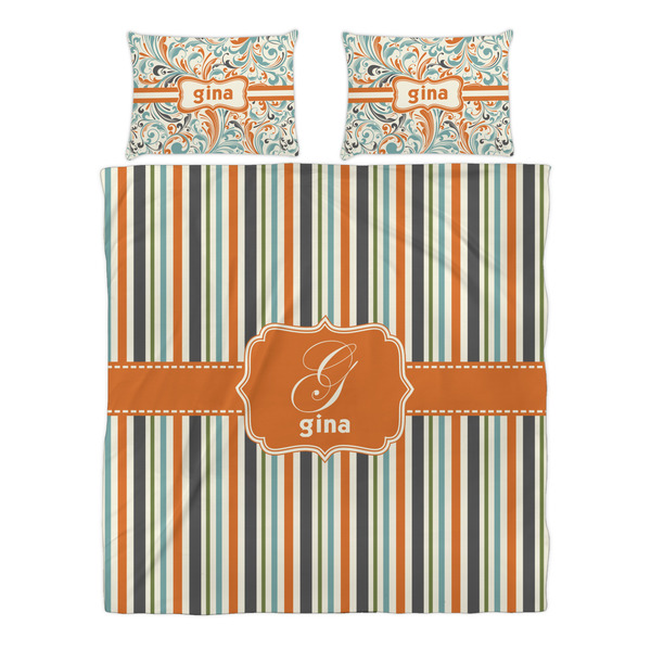 Orange & Blue Stripes Duvet cover Set - Queen - Alt Approval