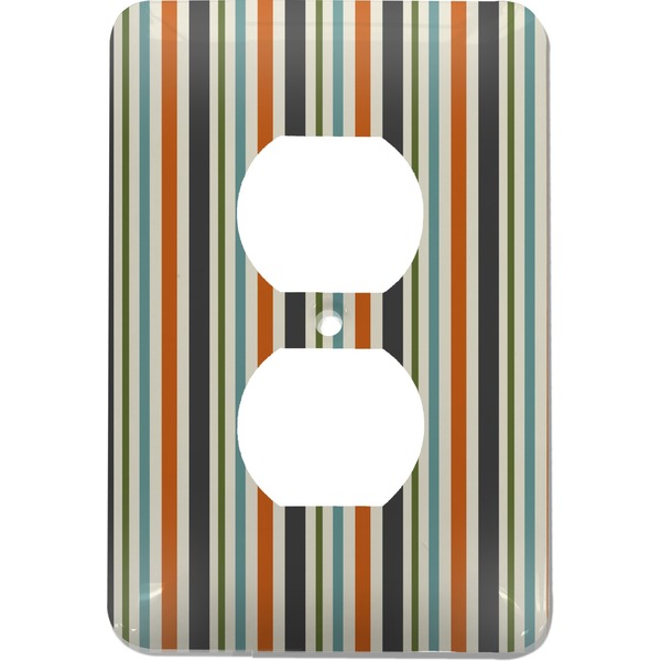 Custom Orange & Blue Stripes Electric Outlet Plate