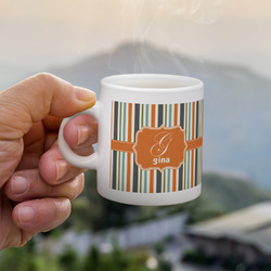 Orange & Blue Stripes Single Shot Espresso Cup - Single (Personalized)