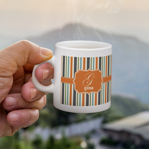 Custom Orange & Blue Stripes Single Shot Espresso Cup - Single (Personalized)