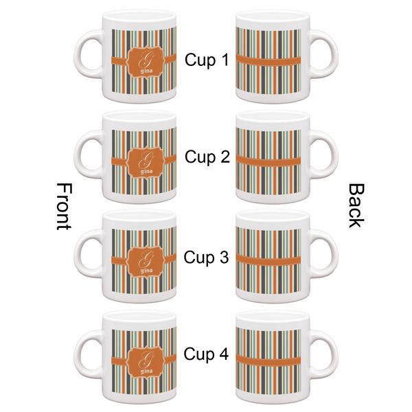Orange & Blue Stripes Espresso Cup Set of 4 - Apvl