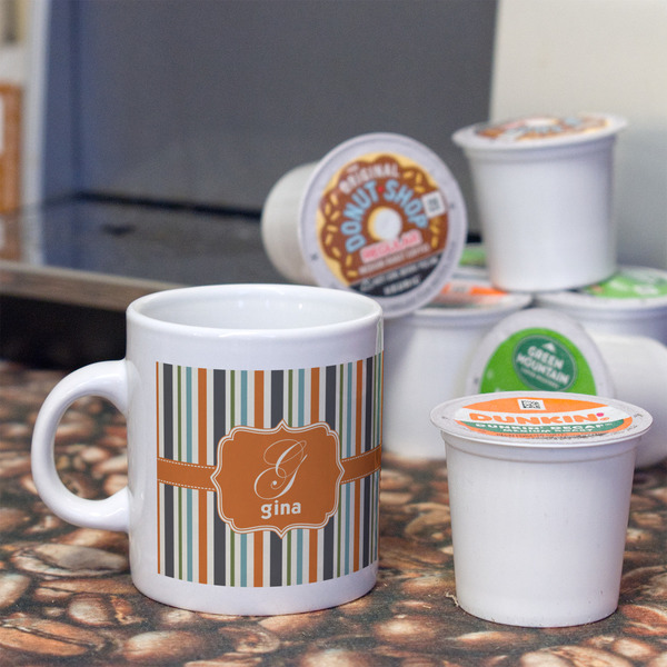 Orange & Blue Stripes Espresso Cup - Single Lifestyle