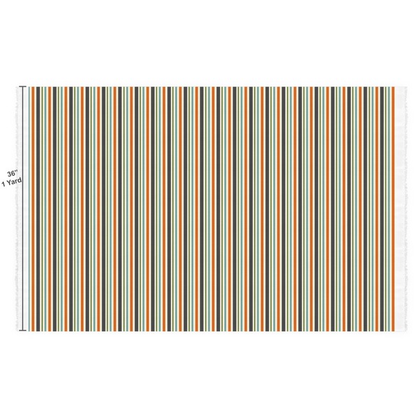 Orange & Blue Stripes Fabric Full Yard