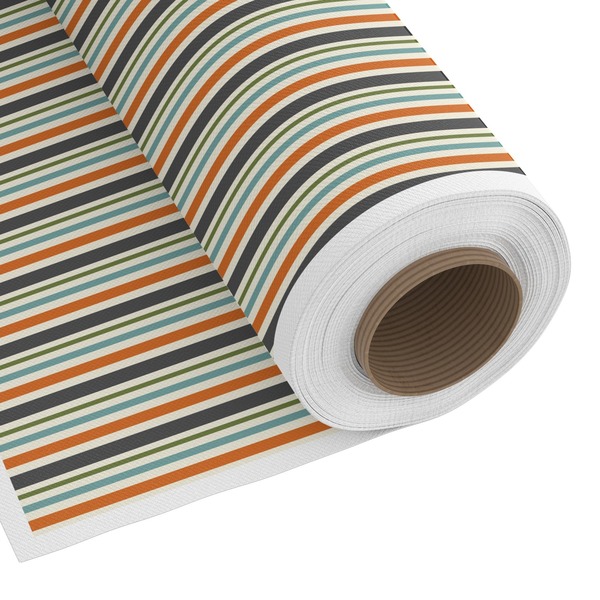 Custom Orange & Blue Stripes Fabric by the Yard - Copeland Faux Linen