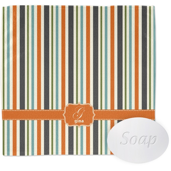 Custom Orange & Blue Stripes Washcloth (Personalized)