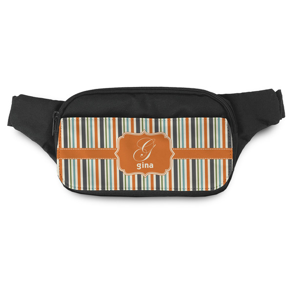 Custom Orange & Blue Stripes Fanny Pack - Modern Style (Personalized)