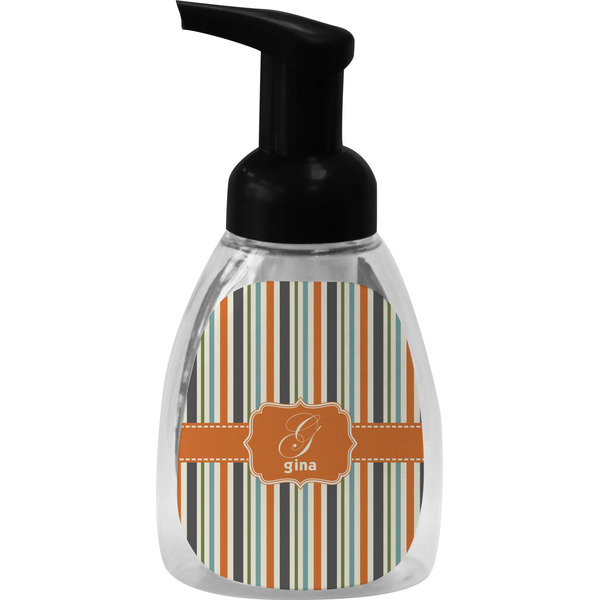 Custom Orange & Blue Stripes Foam Soap Bottle - Black (Personalized)