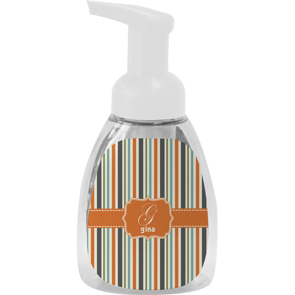 Custom Orange & Blue Stripes Foam Soap Bottle - White (Personalized)