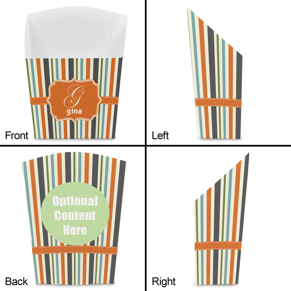 Orange & Blue Stripes French Fry Favor Box - Front & Back View