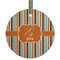 Orange & Blue Stripes Frosted Glass Ornament - Round