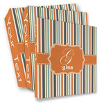 Orange & Blue Stripes 3 Ring Binder - Full Wrap (Personalized)