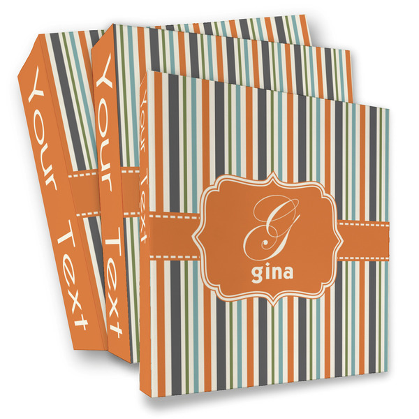 Custom Orange & Blue Stripes 3 Ring Binder - Full Wrap (Personalized)