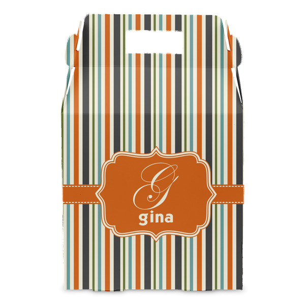 Orange & Blue Stripes Gable Favor Box - Front