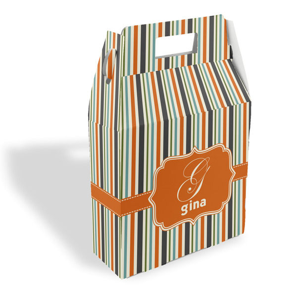 Custom Orange & Blue Stripes Gable Favor Box (Personalized)
