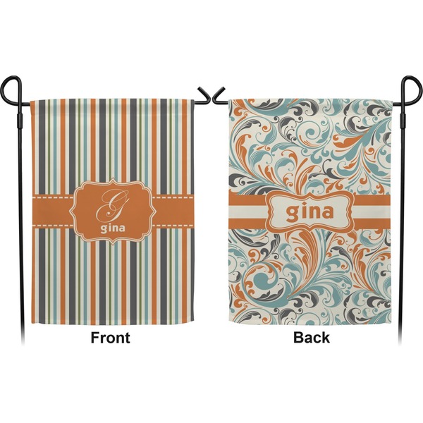 Orange & Blue Stripes Garden Flag - Double Sided Front and Back