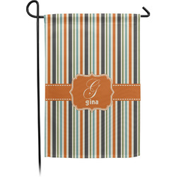 Orange & Blue Stripes Small Garden Flag - Single Sided w/ Name and Initial
