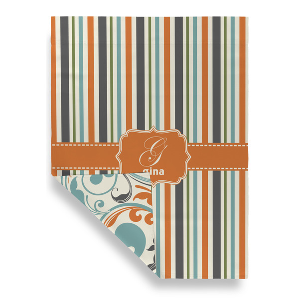 Orange & Blue Stripes Garden Flags - Large - Double Sided - FRONT FOLDED