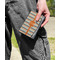 Orange & Blue Stripes Genuine Leather Womens Wallet - In Context